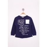 Toontoy Kız Çocuk Varaklı Cep Baskılı T-Shirt - 10 Yaş - Lacivert