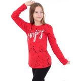 Toontoy Kız Çocuk Varaklı Enjoy Baskılı T-Shirt - 10 Yaş - Antrasit - Melanj