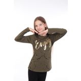 Toontoy Kız Çocuk Varaklı Enjoy Baskılı T-Shirt - 10 Yaş - Haki