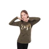 Toontoy Kız Çocuk Varaklı Enjoy Baskılı T-Shirt - 14 Yaş - Haki