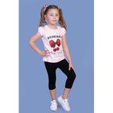 TOONTOY Kız Çocuk Vişne Baskılı Taytlı Takım, 4 Yaş, 10959-, Pudra, kız-çocuk