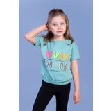 Toontoy Kız Çocuk Workout Baskılı Taş Işlemeli Tişört - 4 Yaş - Yeşil