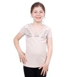 Toontoy Kız Çocuk Yaka Biyeli Taşlı Tişört Kahve Melanj 8 YAŞ