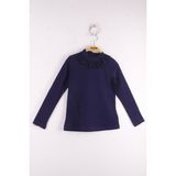 Toontoy Kız Çocuk Yaka Çiçek Dantelli İncili Okul T-Shirt - 10 Yaş - Lacivert
