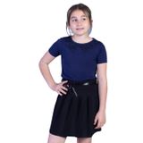 Toontoy Kız Çocuk Yaka Dantelli Okul Tişört - Lacivert - 11 Yaş