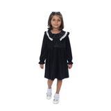 TOONTOY Kız Çocuk Yaka Detaylı Fırfırlı Elbise, 5 Yaş, 24945, Siyah, Kız Çocuklar