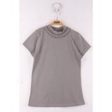 Toontoy Kız Çocuk Yaka İncili Danel Detaylı Okul T-Shirt - 13 Yaş - Gri