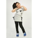 Toontoy Kız Çocuk Yandan Biyeli T-shirt - 8 Yaş - Gri Melanj