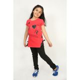Toontoy Kız Çocuk Yandan Biyeli Tişört