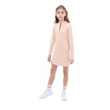 TOONTOY Kız Çocuk Yarım Fermuarlı Elbise, 10-11 Yaş, 22651, Bej, Kız Çocuklar