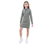TOONTOY Kız Çocuk Yarım Fermuarlı Elbise, 8-9 Yaş, 22651, Haki, Kız Çocuklar