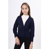 Toontoy Kız Çocuk Yarım Kaşkorse Detaylı Düğmeli Okul Hırka Lacivert 12-13 YAŞ