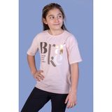Toontoy Kız Çocuk Yazı Baskılı T-Shirt - 8 Yaş - Pudra