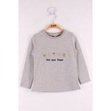 Toontoy Kız Çocuk Yazı Nakışlı Puanlı T-Shirt - 1 Yaş - Gri Melanj