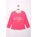 Toontoy Kız Çocuk Yazı Varaklı T-Shirt - 6 Yaş - Fuşya