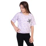 TOONTOY Kız Çocuk Yazılı Çiçek Baskılı Tişört 13-14 Yaş, 13-14 Yaş, 22142, Lila, Kız çocuk