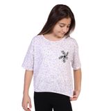 TOONTOY Kız Çocuk Yazılı Çiçek Baskılı Tişört 13-14 Yaş, 13-14 Yaş, 22142, Mavi, Kız çocuk