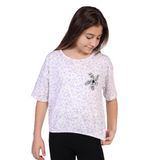 TOONTOY Kız Çocuk Yazılı Çiçek Baskılı Tişört 8-9 Yaş, 8-9 Yaş, 22142, Mavi, Kız çocuk