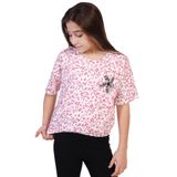 TOONTOY Kız Çocuk Yazılı Çiçek Baskılı Tişört Gül Kurusu, 6-7 Yaş, 22142, Gül Kurusu, Kız çocuk
