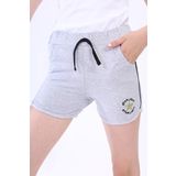Toontoy Kız Çocuk Yıldız Arma Nakışlı Şort - 10 Yaş - Gri Melanj