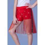 TOONTOY Kız Çocuk Yıldız Baskılı Dantelli Şort 14 Yaş, 14 Yaş, 12353-1, Kırmızı, Kız çocuk