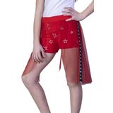 Toontoy Kız Çocuk Yıldız Baskılı Dantelli Şort Kırmızı 6 YAŞ
