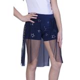 Toontoy Kız Çocuk Yıldız Baskılı Dantelli Şort Lacivert 8 YAŞ