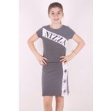 Toontoy Kız Çocuk Yıldız Baskılı Etekli Takım - 8 Yaş - Antrasit Melanj