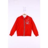 Toontoy Kız Çocuk Yıldız Baskılı Hırka Kırmızı 4 YAŞ