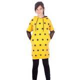 TOONTOY Kız Çocuk Yıldız Baskılı Kapşonlu Elbise, 10 Yaş, 16223-, Hardal, Kız Çocuklar