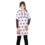 Toontoy Kız Çocuk Yıldız Baskılı Kapşonlu Elbise Gri Melanj 8 YAŞ