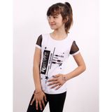 Toontoy Kız Çocuk Yıldız Baskılı Kol Tarafı Fileli T-shirt - 5 Yaş - Beyaz