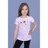 Toontoy Kız Çocuk Yıldız Nakışlı T-Shirt - 5 Yaş - Açık Pembe