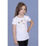 Toontoy Kız Çocuk Yıldız Nakışlı T-Shirt - 6 Yaş - Beyaz
