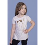 Toontoy Kız Çocuk Yıldız Nakışlı T-Shirt - 7 Yaş - Kahverengi