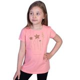 TOONTOY Kız Çocuk Yıldız Nakışlı Tişört 6 Yaş, 6 Yaş, 10672-1, Somon, Kız çocuk