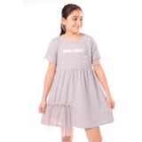 Toontoy Kız Çocuk Youth Choice Baskılı Tüllü Elbise - 10 - 11 Yaş - Gri Melanj