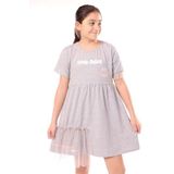 Toontoy Kız Çocuk Youth Choice Baskılı Tüllü Elbise - 4 - 5 Yaş - Gri Melanj