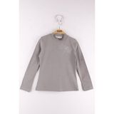 Toontoy Kız Çocuk Yusufçuk Taş İşlemeli Okul T-Shirt - 7 Yaş - Gri