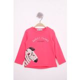 Toontoy Kız Çocuk Zebra Baskılı Nakışlı T-shirt