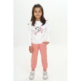 Toontoy Kız Çocuk Zürafa Baskılı Eşofman Takım - 1 Yaş - Koyu Pudra