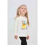 Toontoy Kız Çocuk Zürafa Baskılı Sweatshirt - Ekru - 3 Yaş