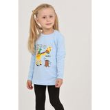 Toontoy Kız Çocuk Zürafa Baskılı Sweatshirt - Mavi - 2 Yaş