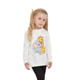 Toontoy Kız Çocuk Zürafa Fil Baskılı Sweatshirt Ekru