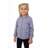 Toontoy Koyu Gri Kız Çocuk Kapüşonlu Fermuarlı Cepli Düşük Omuz Nakış Baskılı Örme Hırka - 2 İplik