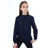 Toontoy Lacivert Kız Çocuk Bisiklet Yaka Düğmeli Örme Hırka - 2 İplik