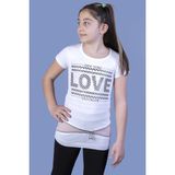 Toontoy Love Varak Baskı Beyaz K-128 10 Yaş Kız Çocuk T-Shirt