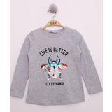 Toontoy Pullu Uğur Böceği Nakışlı Gri Melanj Kız Çocuk T-shirt