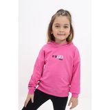 Toontoy Toonto Kız Çocuk Relax Fit Kapüşonlu Düşük Omuz Baskılı Sweatshirt - 2 Iplik - Fuşya - 6