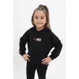 Toontoy Toonto Kız Çocuk Relax Fit Kapüşonlu Düşük Omuz Baskılı Sweatshirt - 2 Iplik - Siyah - 3